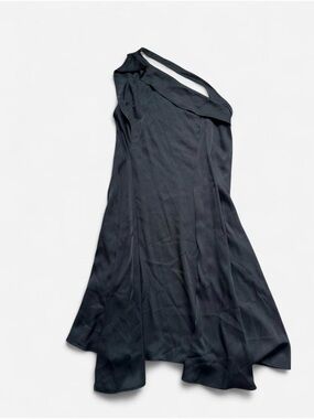 Leon Max Limited Edition Black Silk Mini One Shoulder Dress